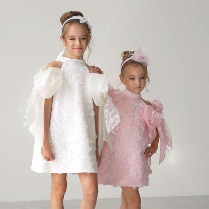 White Sparkly Girl Bridesmaides Dresses Birthday Party Gown J235