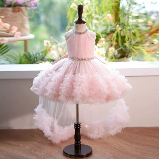 White Tulle Girl Birthday Holiday Dress J342