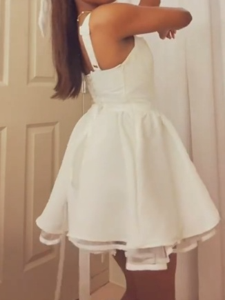 Sexy A-line Homecoming Dressses White Short Prom Dresses Spaghetti Strap Birthday Dresses ED04722