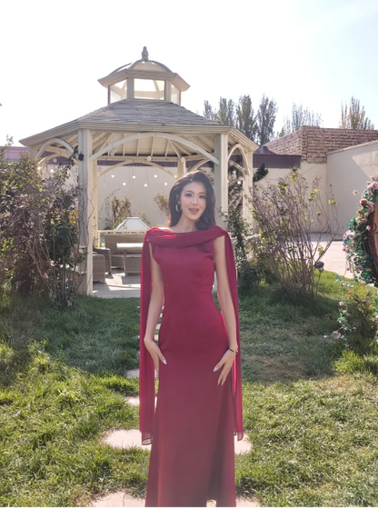 Simple Sheath Chiffon Burgundy Bridesmaid Dresses Burgundy Formal Dresses ED05009