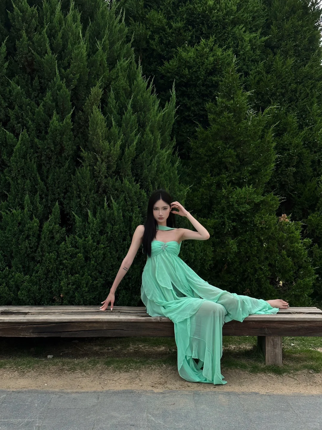 Romantic A Line Sweetheart Neck Ruffle Green Chiffon Party Dress Birthday Dress SH2913