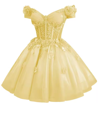 Pretty Off The Shoulder Tulle Appliques Homecoming Dress Pink Short Birthday Dress S681