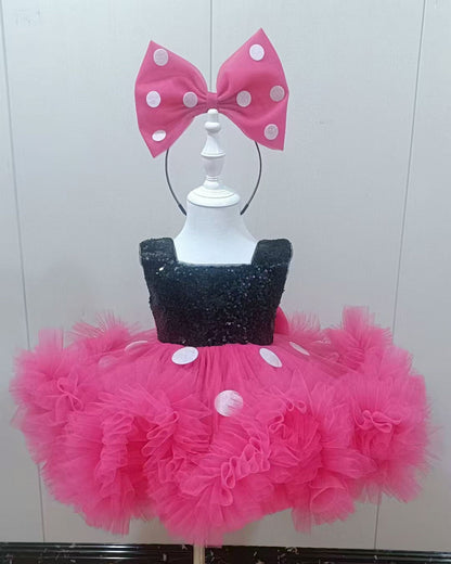 Fuchsia Sequin Flower Girl Dress Birthday Party Tulle Gown D188