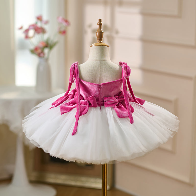 Pink and White Flower Girl Dress for Girls Birthday Party Performance D117