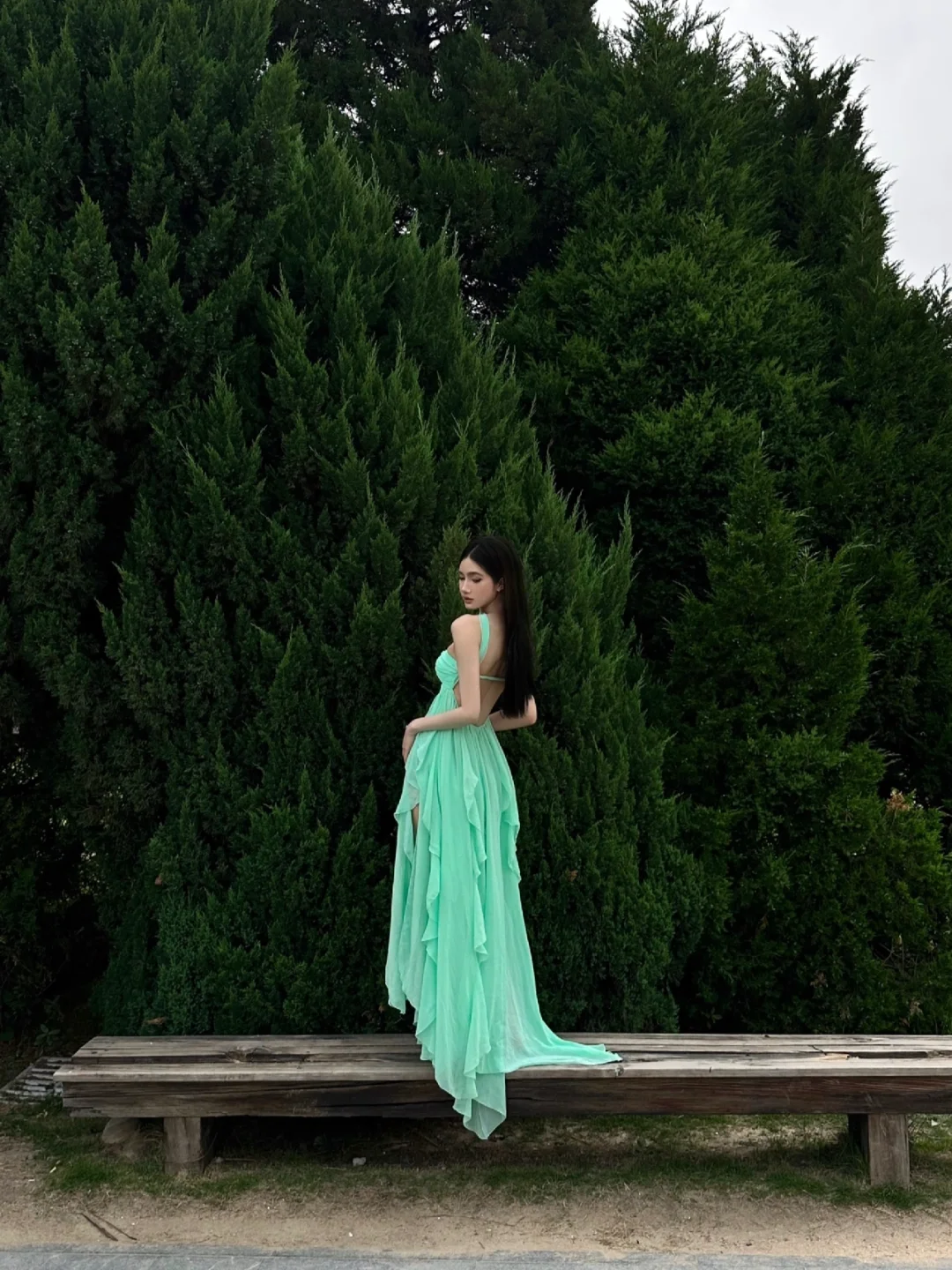 Romantic A Line Sweetheart Neck Ruffle Green Chiffon Party Dress Birthday Dress SH2913