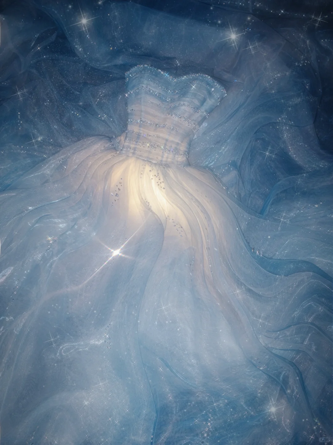 Gorgeous A Line Strapless Beaded Blue Tulle Long Party Dress Evening Dress SH2812