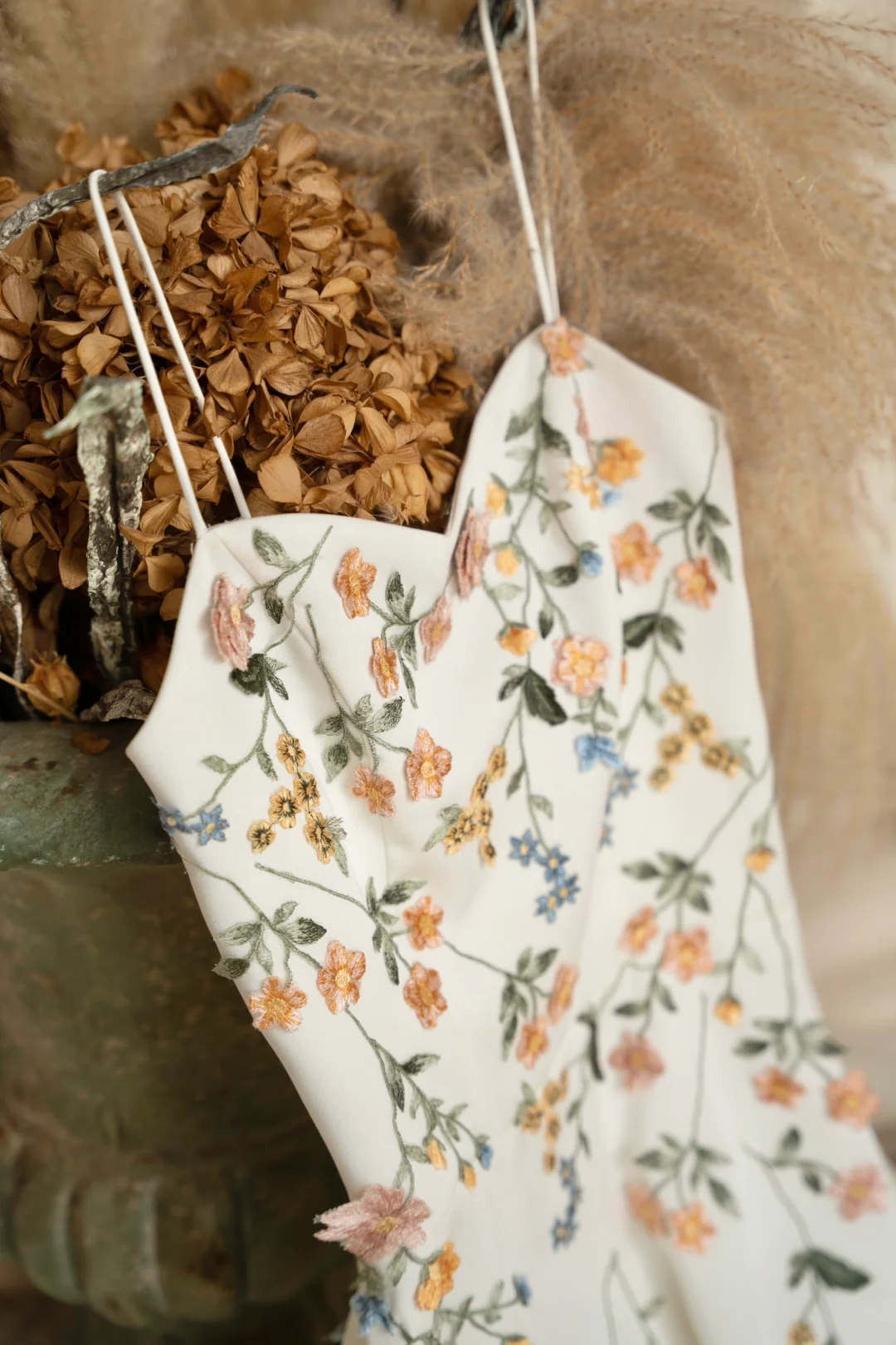 Fairy A Line Spaghetti Straps Satin Applique Long Prom Dress, Party Dress, Evening Dress GG2822