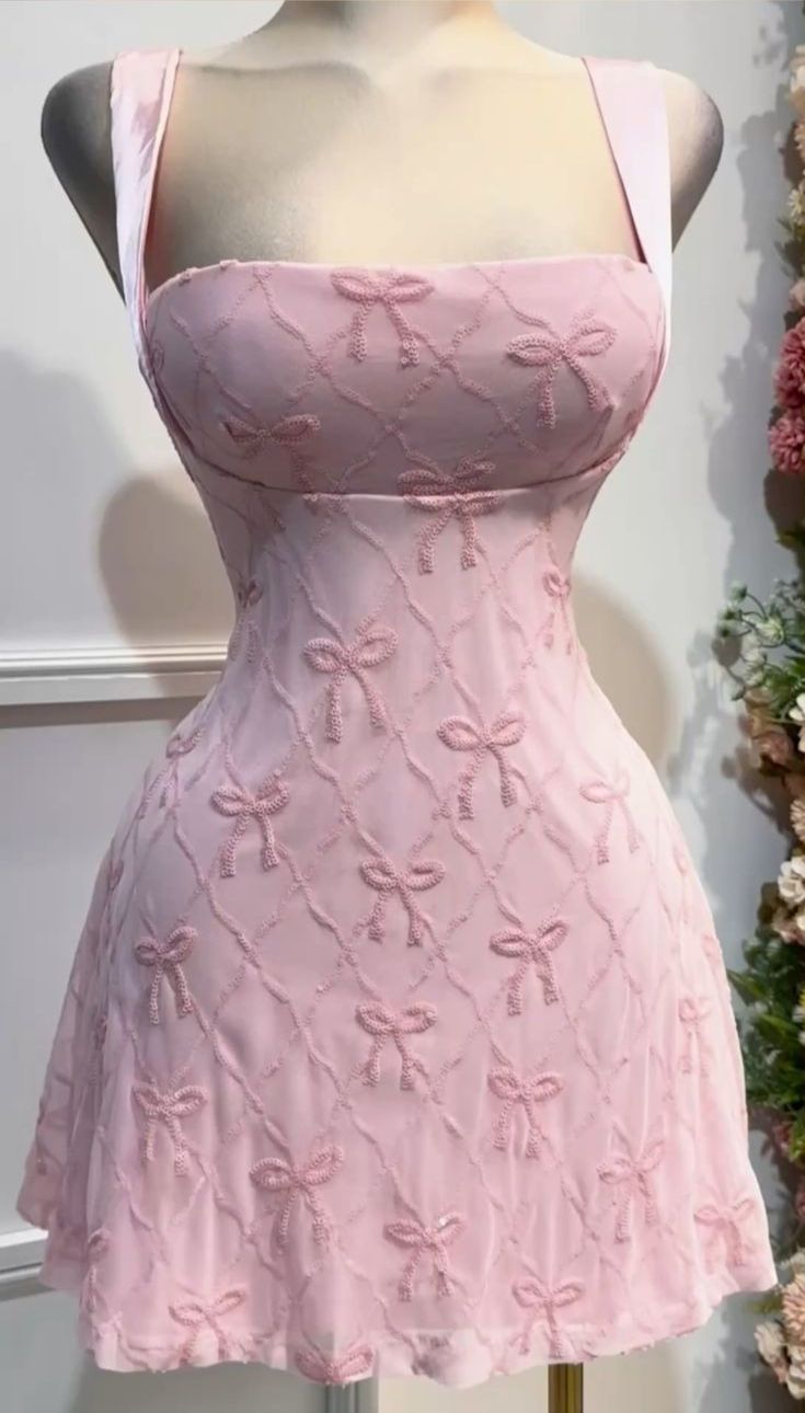 Pink A Line Square Satin Bow Short Prom Dress,Homecoming Dress,Birthday Dress GG3136