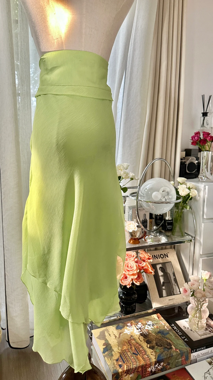 Gentle A Line Halter Beaded Green Chiffon Open Back Party Dress Homecoming Dress SH2936