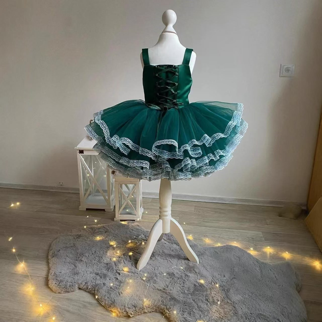 Luxury Green Flower Girl Dress for Kids Birthday Party Gown D170