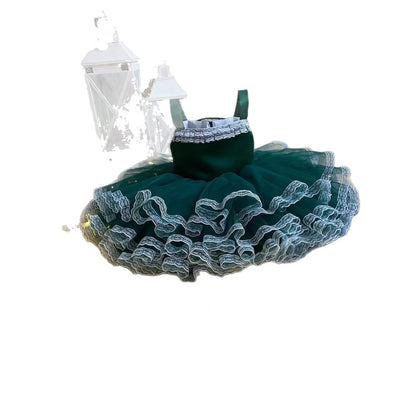 Luxury Green Flower Girl Dress for Kids Birthday Party Gown D170