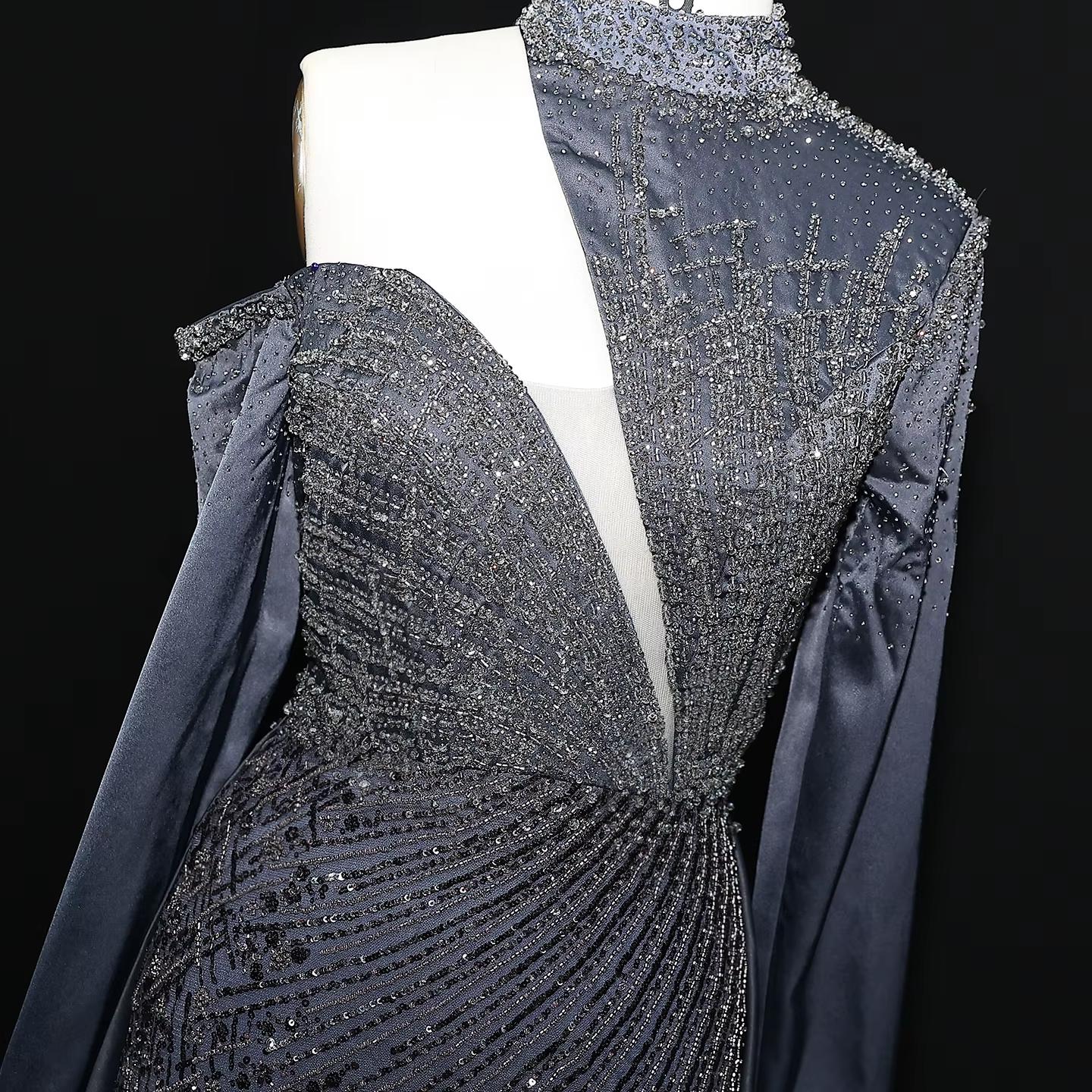 Wine Red One Shoulder Evening Dress with Overskirt SS019