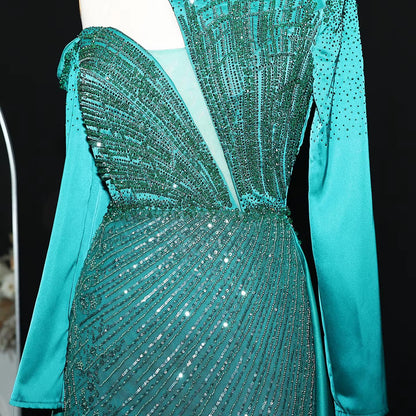 Wine Red One Shoulder Evening Dress with Overskirt SS019