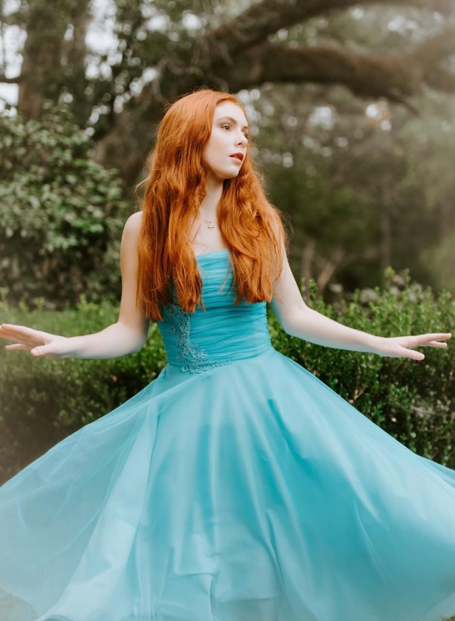 Cute A Line Strapless Appliques Blue Tulle Party Dress Evening Dress SH2811