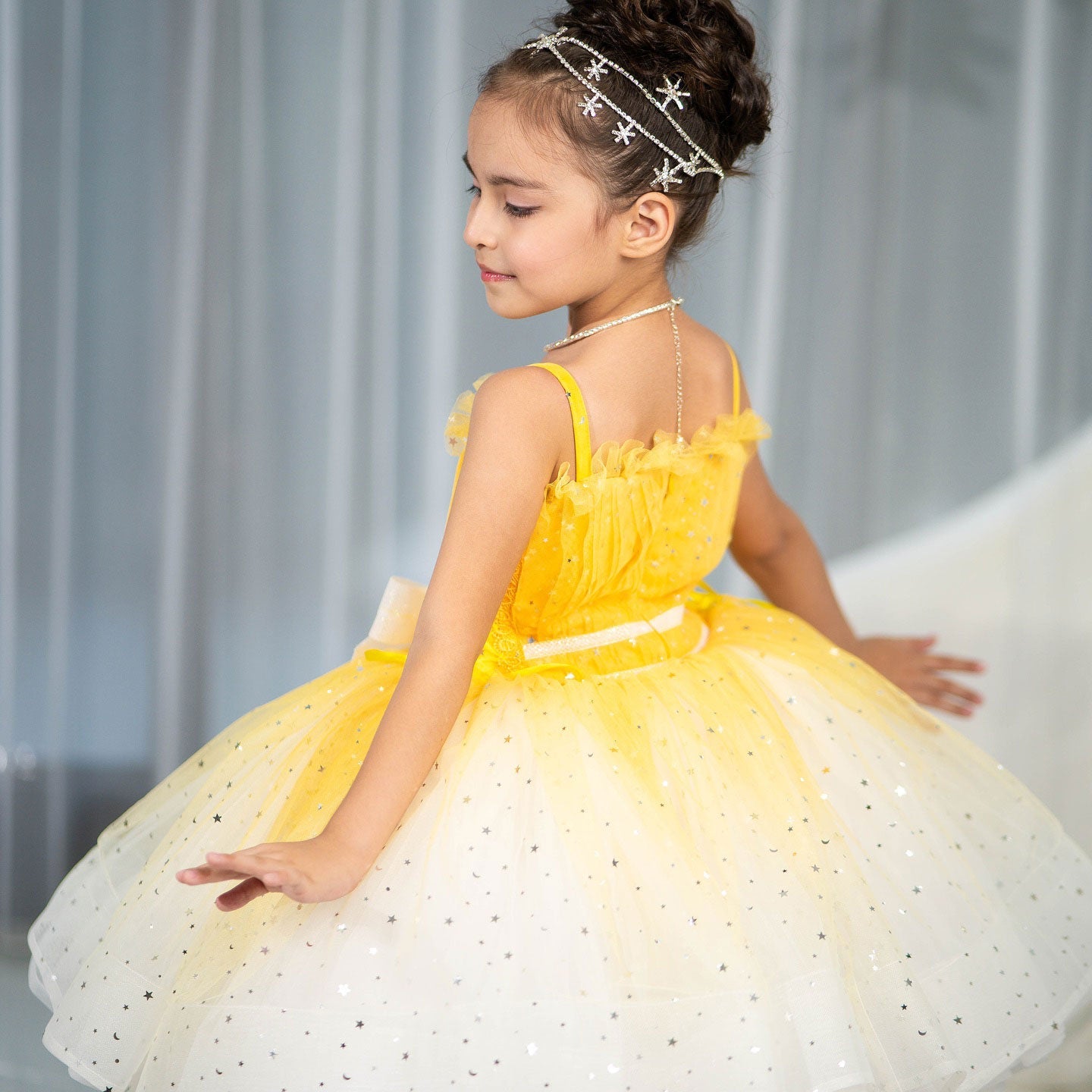 Twinkle Pink Flower Girl Dress with White Bow for Toddler Party D133