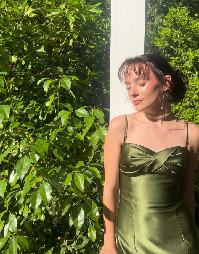 Vintage Mermaid Spaghetti Strap Green Satin Party Dress Evening Dress SH2822