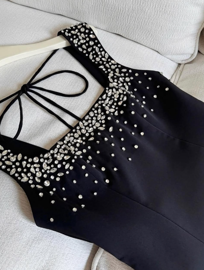 Cute A Line Strap RhineStone Burgundy Satin Short Party Dress Homecoming Dress SH2820