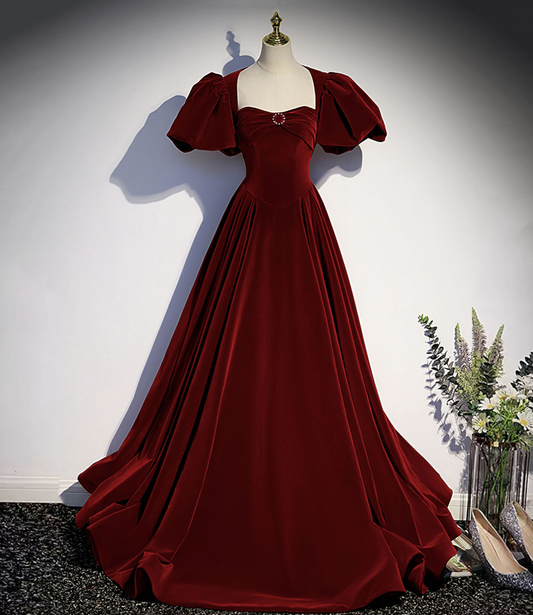 Burgundy Velvet Long Prom Dress for Wedding