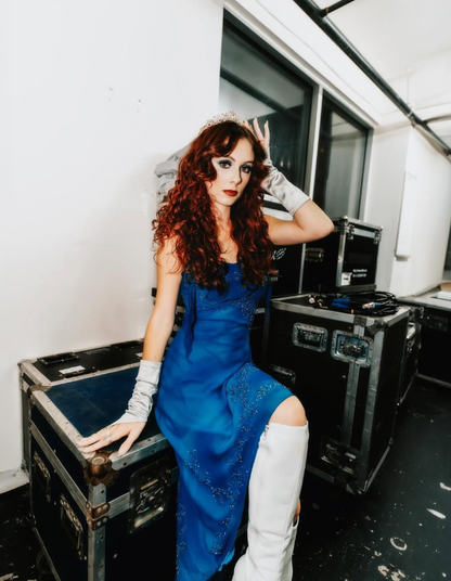 Charming Sheath Spaghetti Strap Beaded Blue Chiffon Party Dress Evening Dress SH2719