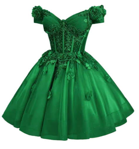 Pretty Off The Shoulder Tulle Appliques Homecoming Dress Pink Short Birthday Dress S681