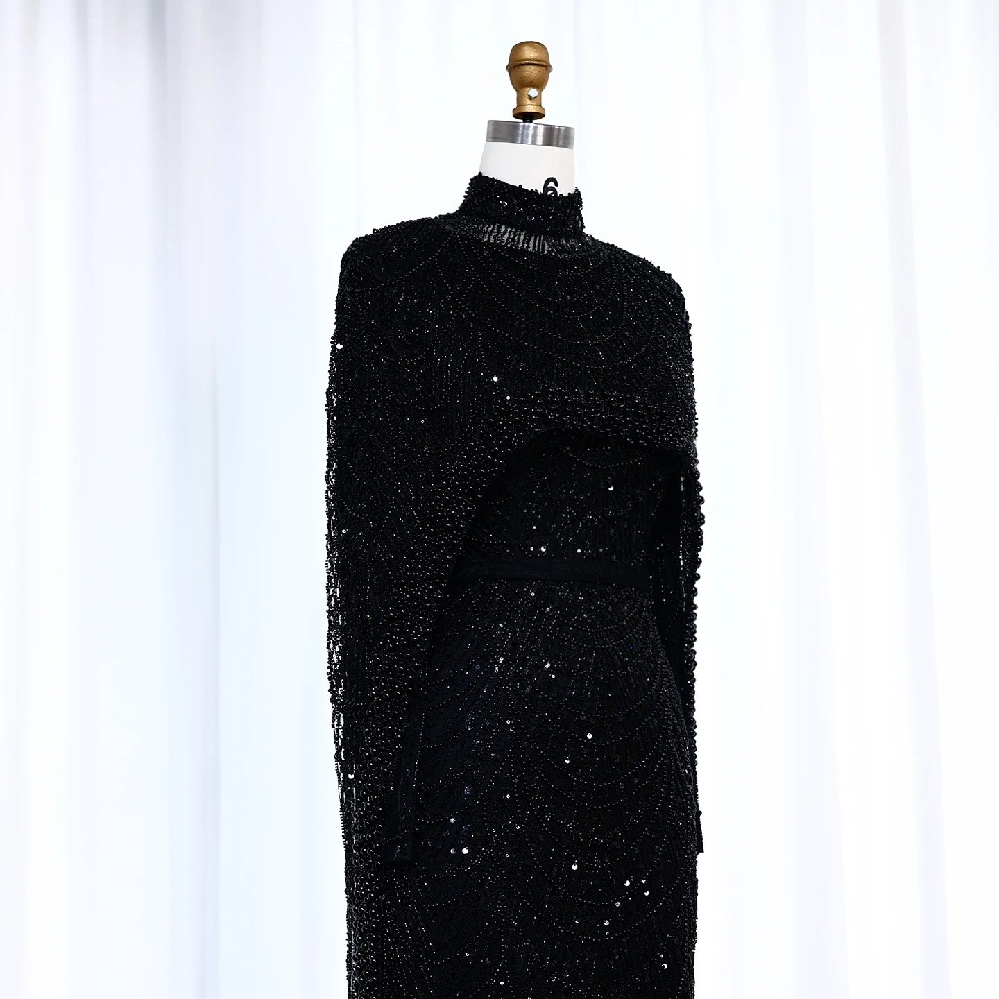 Nude Luxury Long Sleeves Muslim Evening Dresses with Cape SS369A