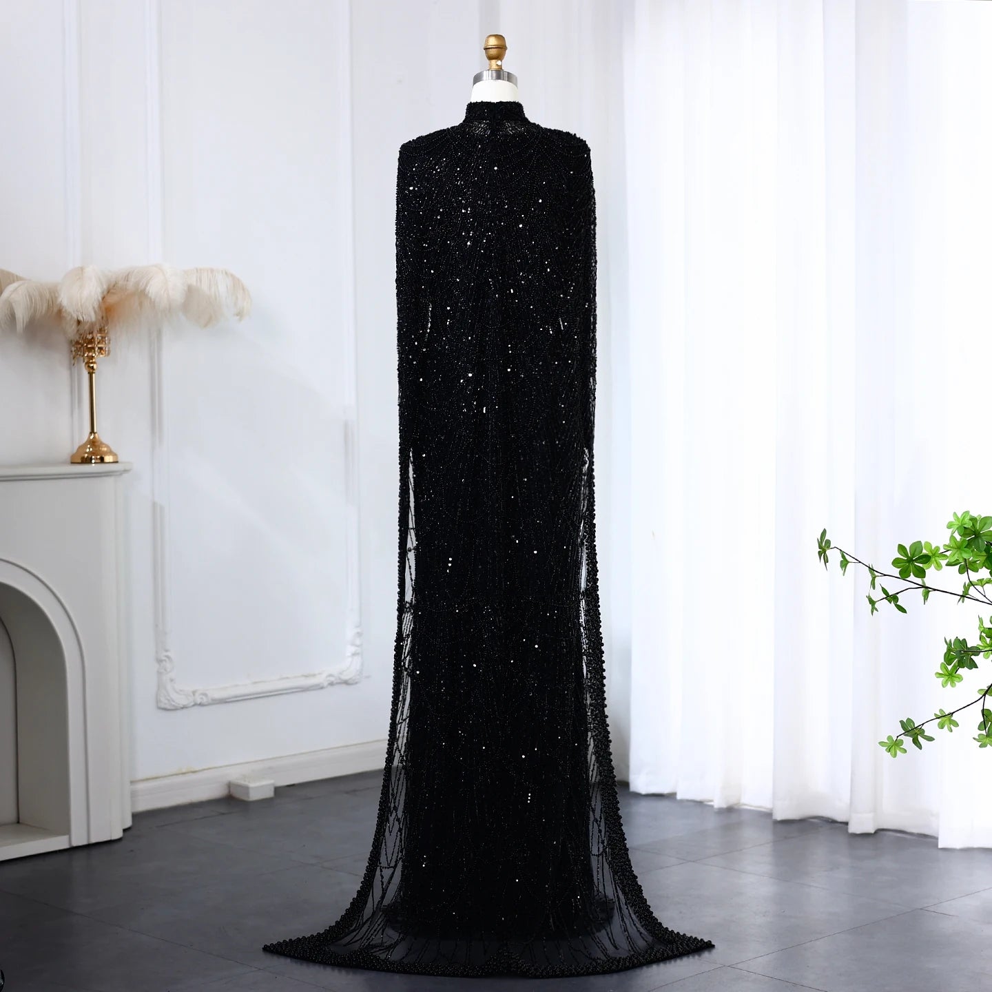 Nude Luxury Long Sleeves Muslim Evening Dresses with Cape SS369A