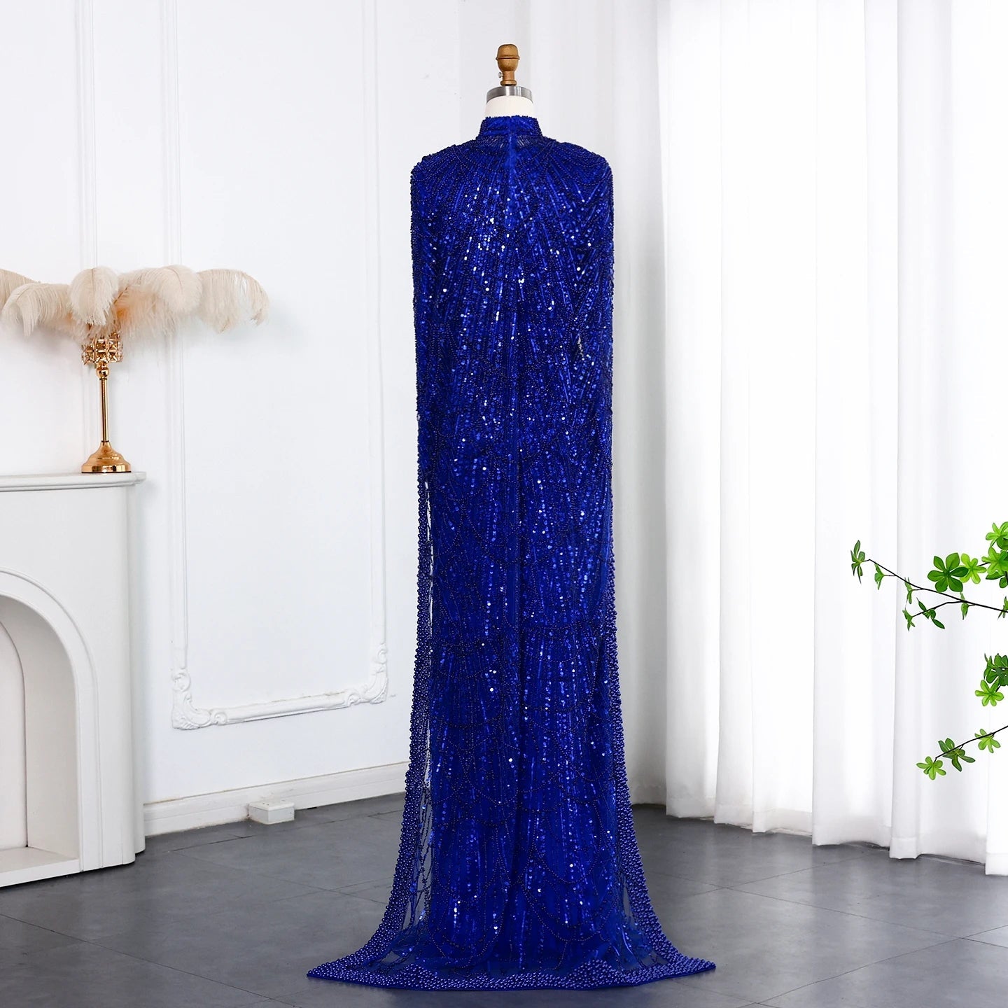 Nude Luxury Long Sleeves Muslim Evening Dresses with Cape SS369A