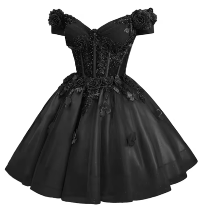 Pretty Off The Shoulder Tulle Appliques Homecoming Dress Pink Short Birthday Dress S681