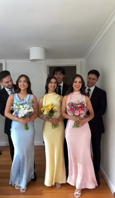 Sweet Sleeveless Satin Mermaid Prom Dress Formal Bridesmaid Dress D1117