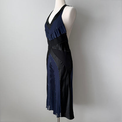 Dark Navy and Black Jumpsuit Fairy Halter Back Lace Up Women's Short/Midi satin Homecoming Dress, Evening Gown, Party Dress gh4122