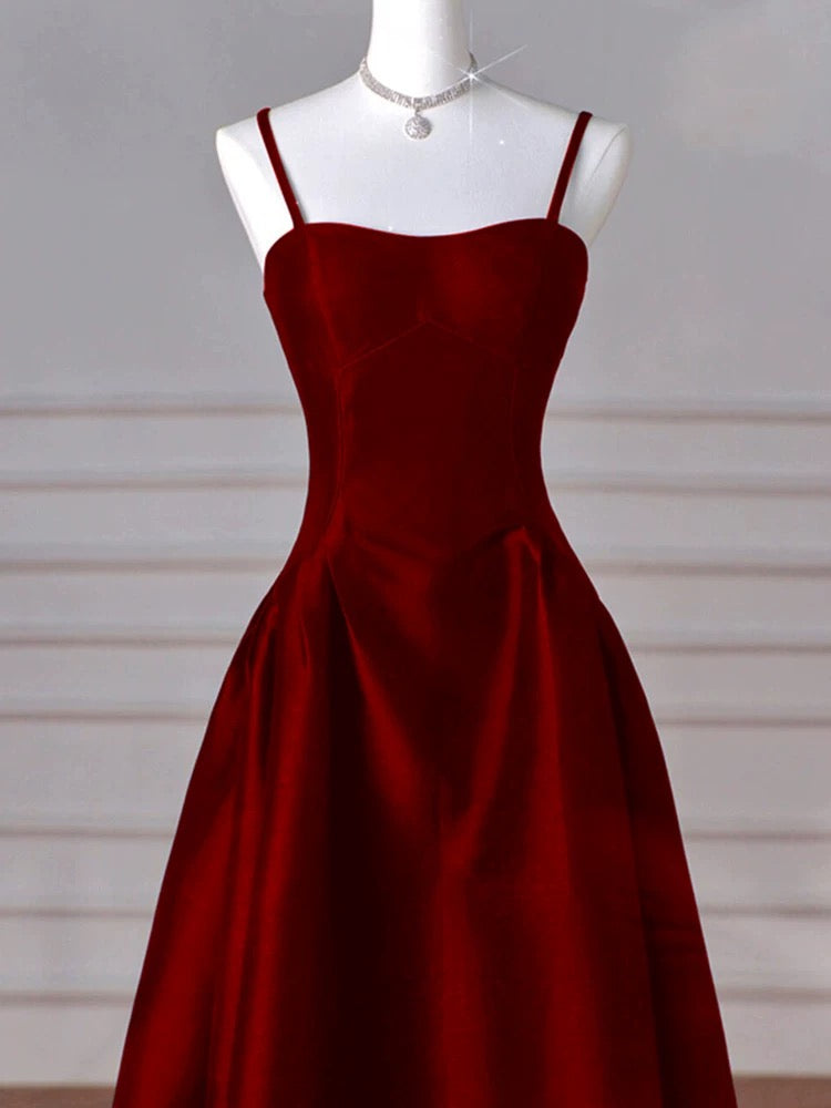 A-line Navy Blue Satin Straps Long Formal Dress Navy Blue Prom Dress P2490