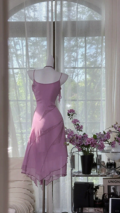 Enchanting Purple Chiffon Beaded Mermaid Prom Dress P3264