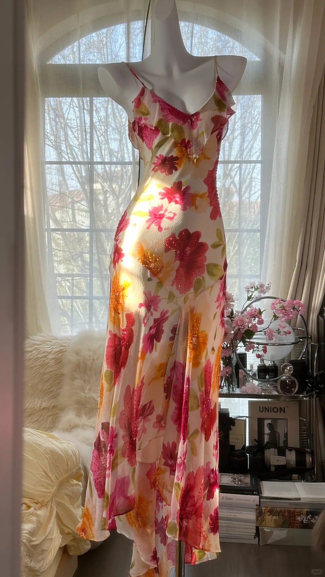 Colorful Printed V-Neck Chiffon Mermaid Prom Dress P3288
