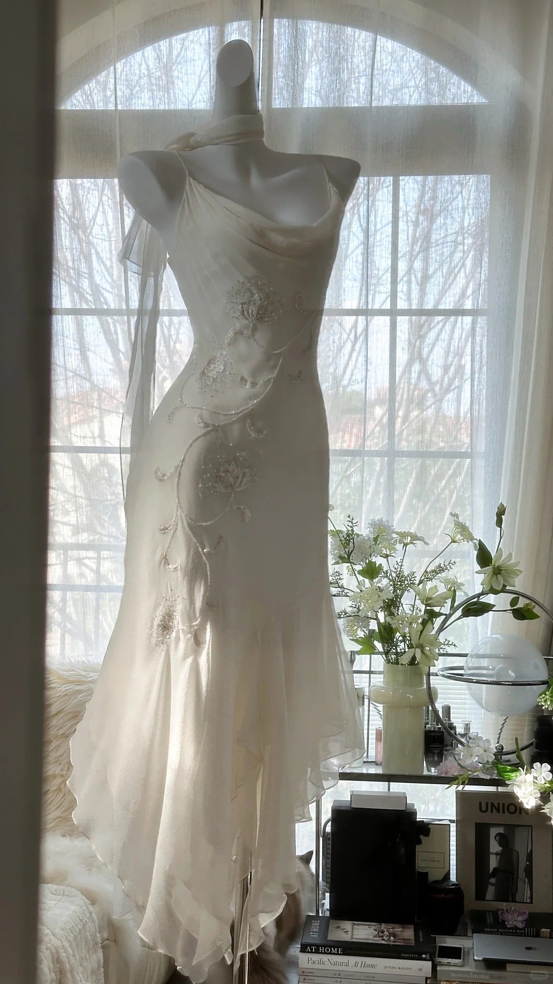 Pure and Elegant Chiffon Strap Beaded Mermaid Prom Dress P3292