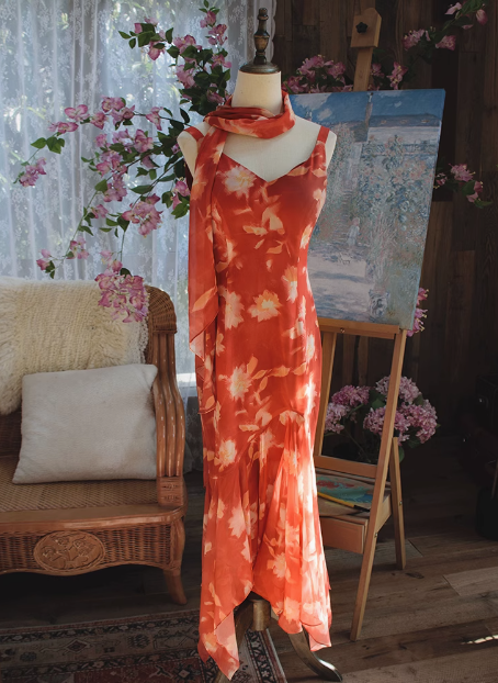 Beautiful Character Print Oil Painting Strapless Chiffon Mermaid Prom Dress P3479