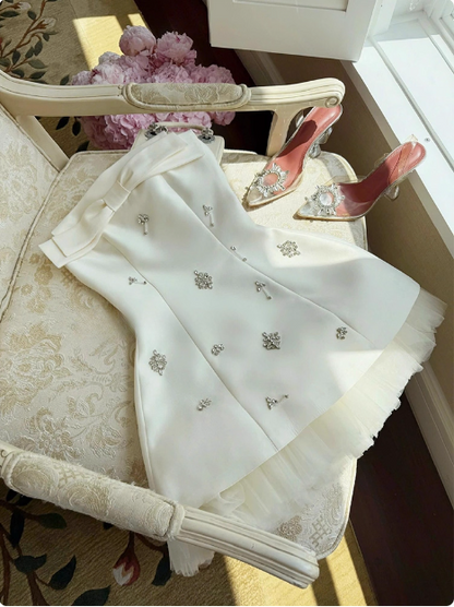 Princess Tube Top Heavy Diamond Satin A-line 17th Birthday Homecoming Dress P3965