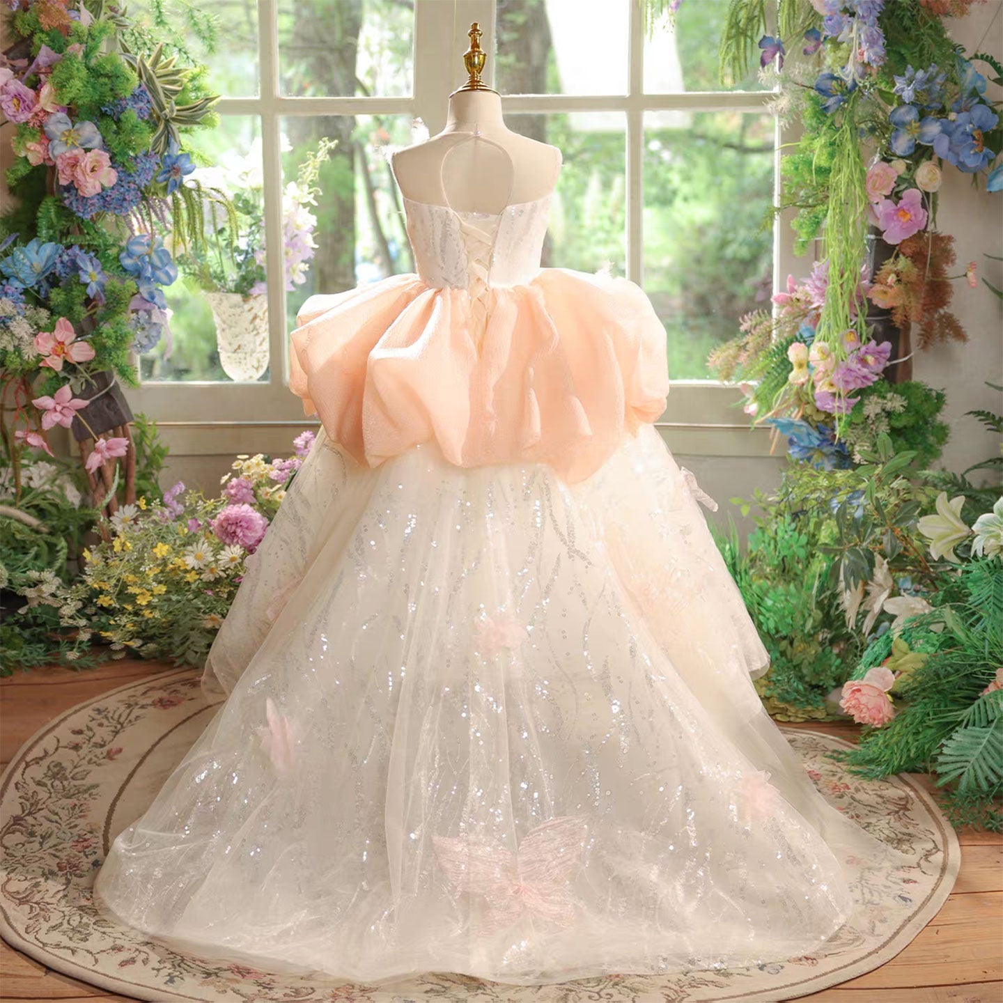 Charming Pink Girl Dress for Princess Birthday Pageant D326