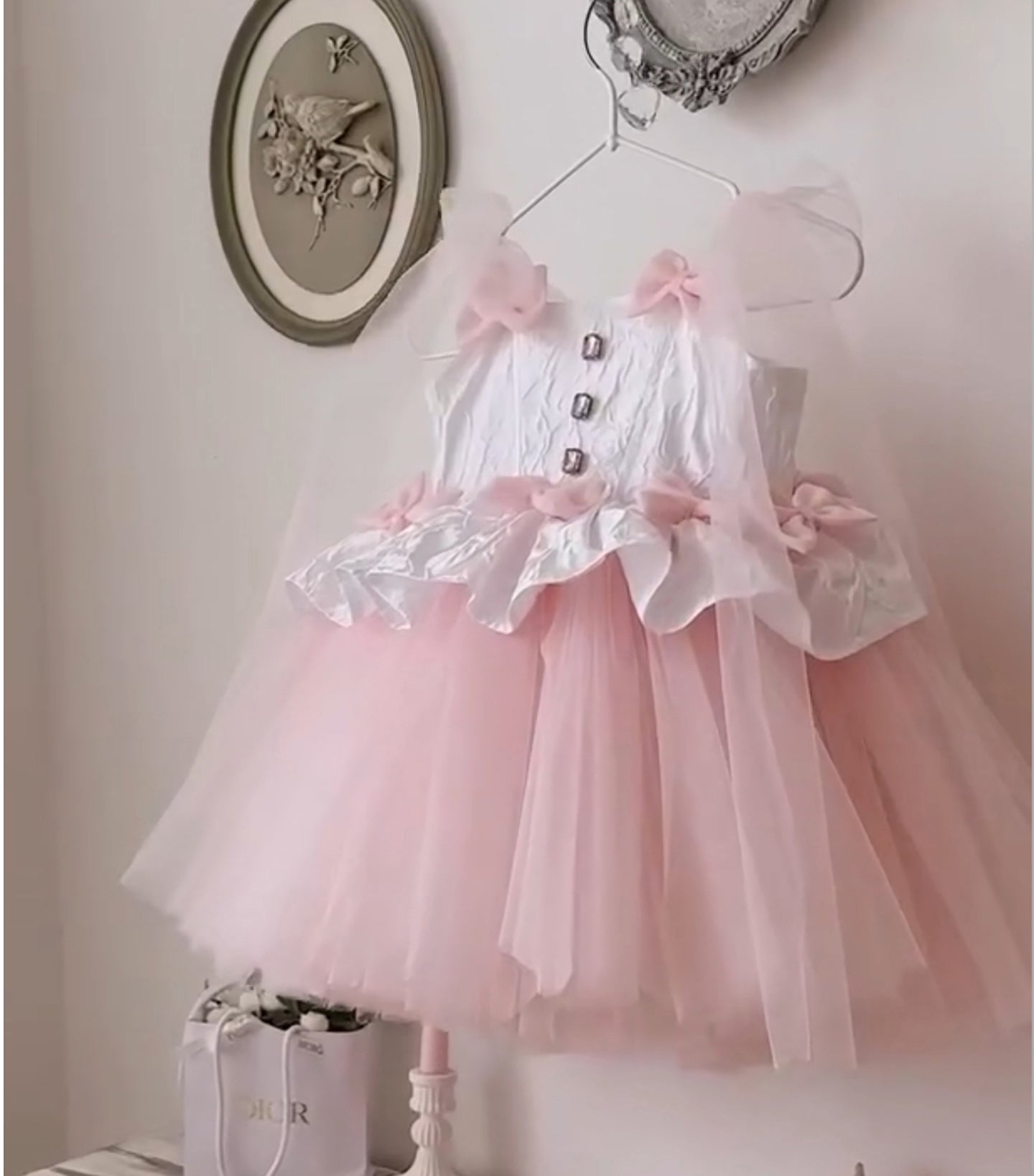 Pink Flower Girl Dress for Toddler Birthday Wedding Party D114