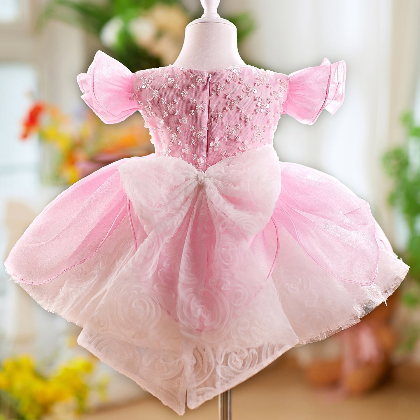 O-Neck Sequin Knee-Length Party Princess Girl Dress J561