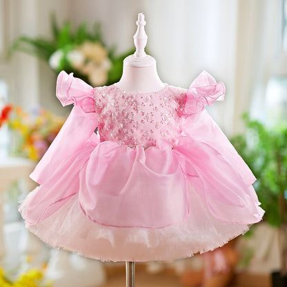 O-Neck Sequin Knee-Length Party Princess Girl Dress J561