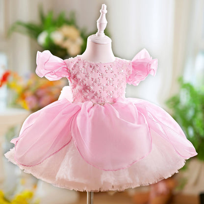 O-Neck Sequin Knee-Length Party Princess Girl Dress J561