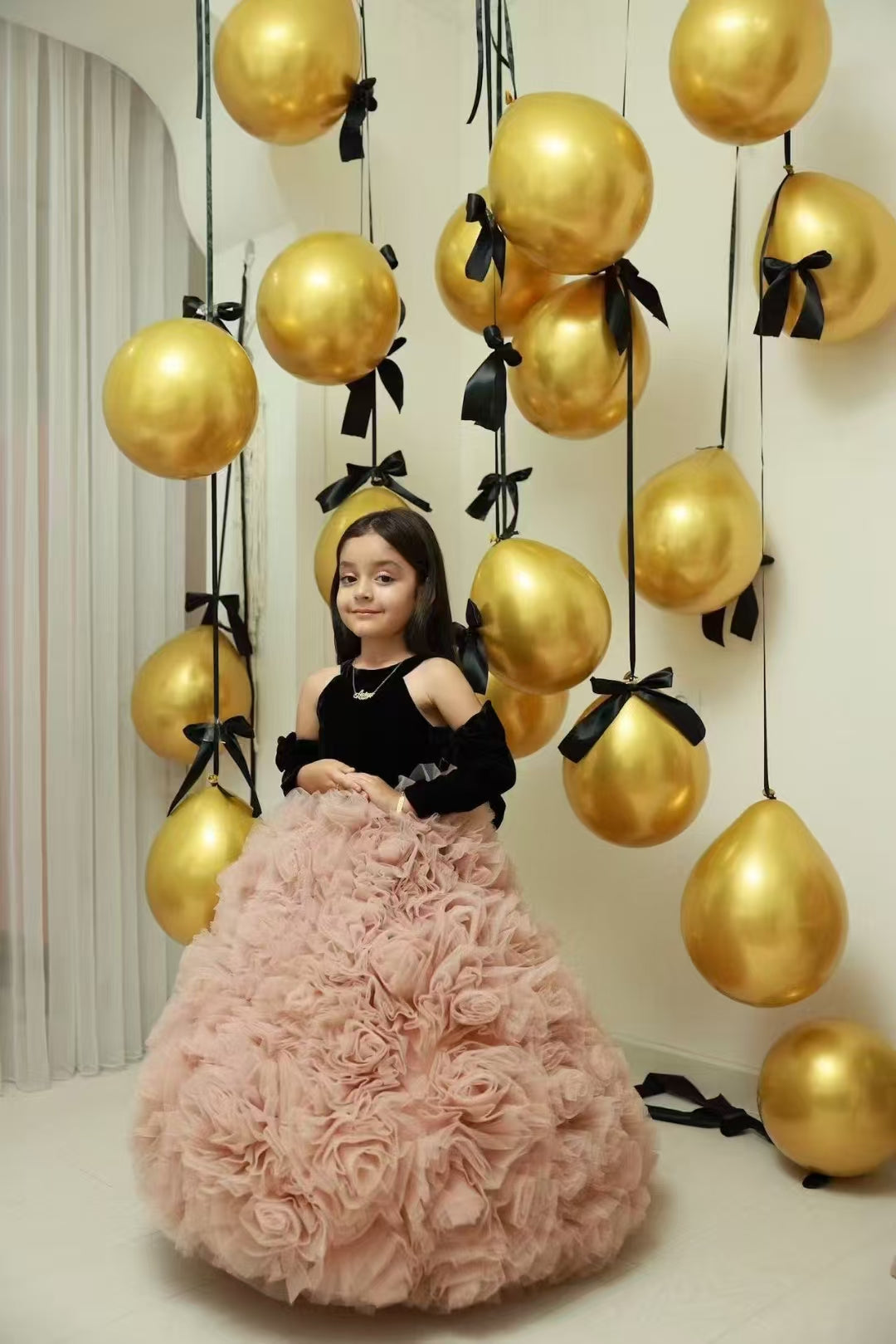 Pink Flower Girl Dress for Birthday Wedding Party Photoshoot J583