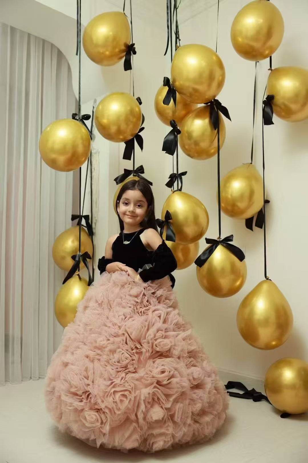 Pink Flower Girl Dress for Birthday Wedding Party Photoshoot J583