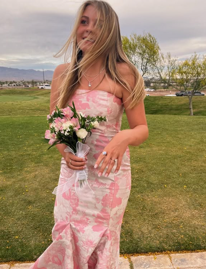 Pink Elegant Fashion Floral Long Slim Fit prom dress Evening Dress Party Dress Bridesmaid Dresses gh3316