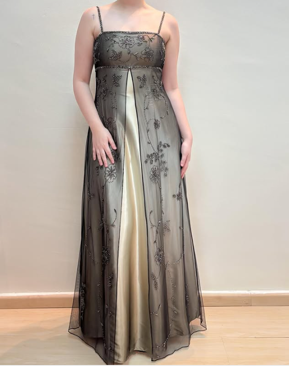 Brown Elegant Fashion Exquisite Spaghetti Strap Long Tulle Ball Gown Evening Dress Party Dress Prom Dress gh3590