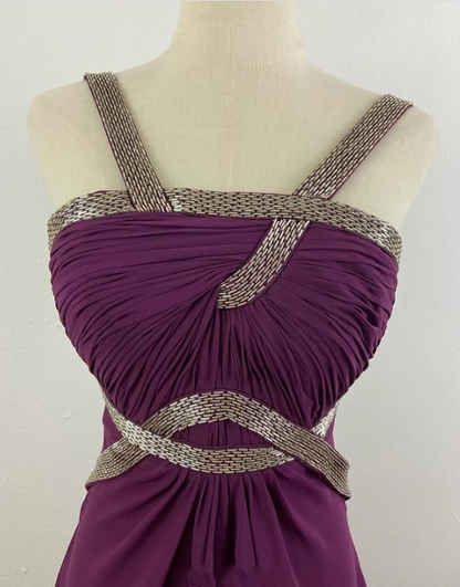 Purple Charming Simple Fashion Ruffle Elegant Strap Long Chiffon Tulle Ball Gown Evening Dress Party Dress Prom Dress Bridesmaid Dress gh3622