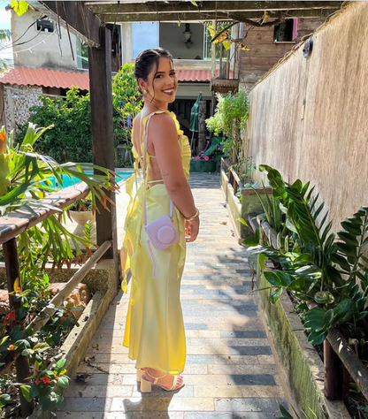 ____Yellow Fashion Elegant Long Slim Fit Ruffle Satin Ball Gown Evening Dress Garden Party Dress Graduation Dress Prom Dress Wedding Guest Party Dress Bridesmaid Dress gh3984