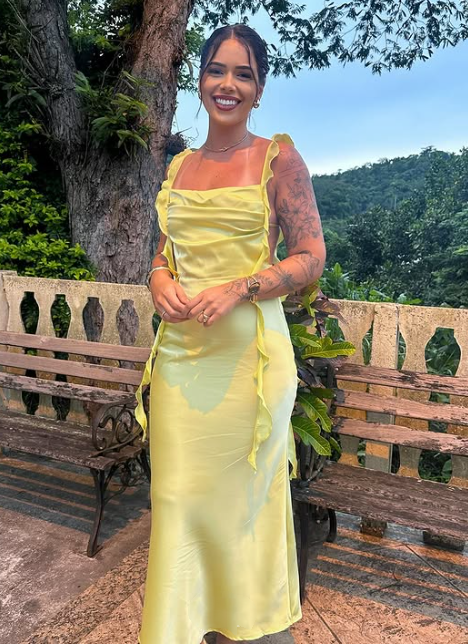 ____Yellow Fashion Elegant Long Slim Fit Ruffle Satin Ball Gown Evening Dress Garden Party Dress Graduation Dress Prom Dress Wedding Guest Party Dress Bridesmaid Dress gh3984