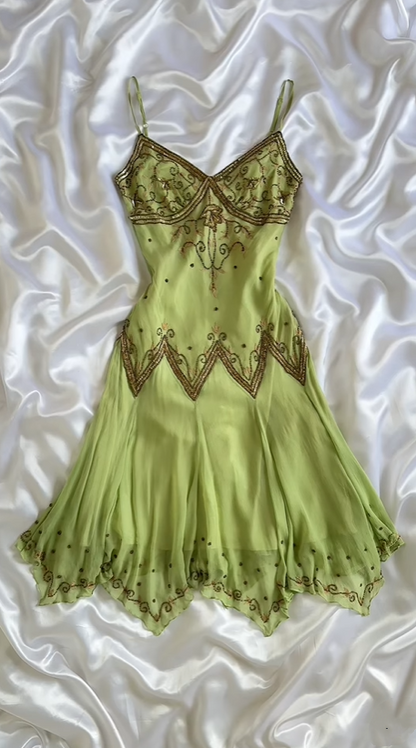 Green Beaded Short Chiffon Homecoming Dress Prom Dress Evening Dress Birthday Party Dress gh4856