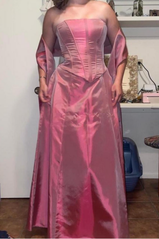 zelldressess-Pink retro elegant long prom dress bridesmaid dress gh5760